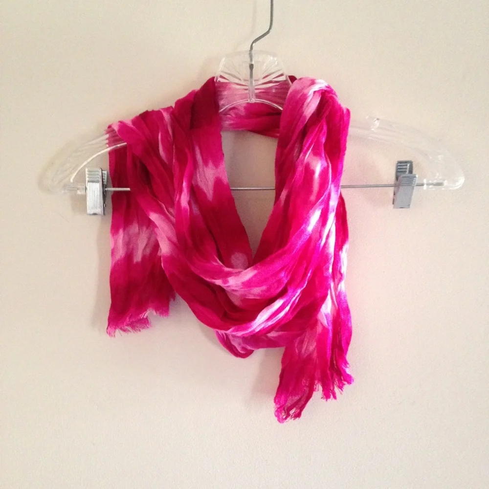 Hot Pink Tie-Dye Rectangle Scarf